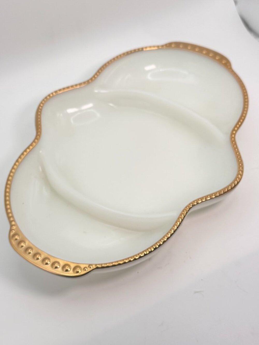 Fire-King Anchor Hocking Milk Glass Divided Tray 9x6.5 Vintage
